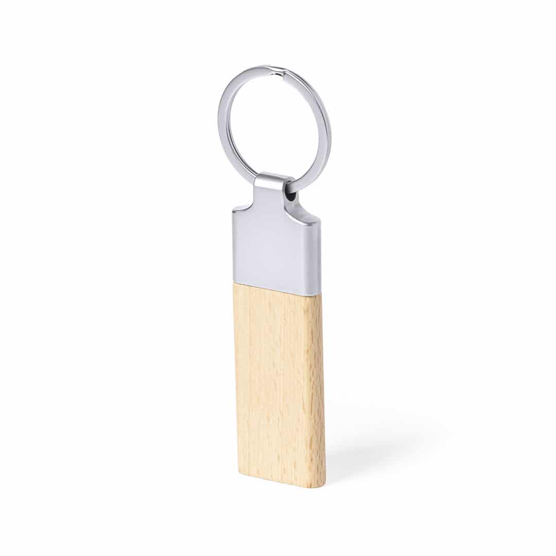Porte clé boussole personnalisé médaille acier gravée et breloque bois
