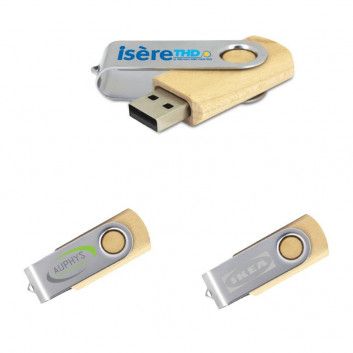 Miniature 1 pour Cle USB Bois Pivotante Eco