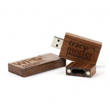 Miniature 2 pour Clé USB Bois Carré Foncé