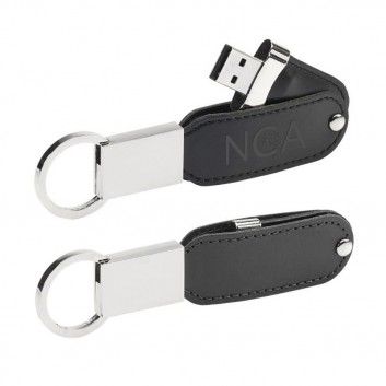 Miniature 1 pour Clé USB Cuir Anneau Métal