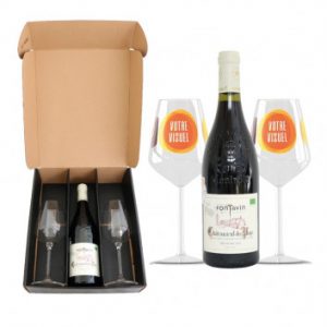 Visuel Coffret verre à vin avec Vin Châteauneuf du Pape