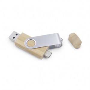 Visuel Clé USB bois pivotante métal double connective