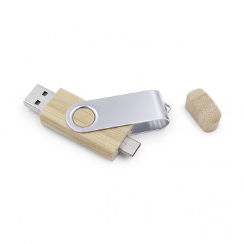 Miniature 1 pour Clé USB bois pivotante métal double connective