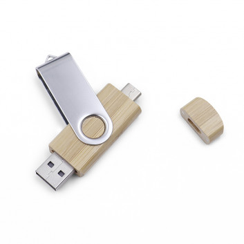Miniature 2 pour Clé USB bois pivotante métal double connective