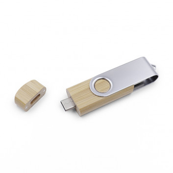 Miniature 6 pour Clé USB bois pivotante métal double connective