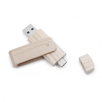 Miniature 3 pour Clé USB bois  pivotante double connectivite