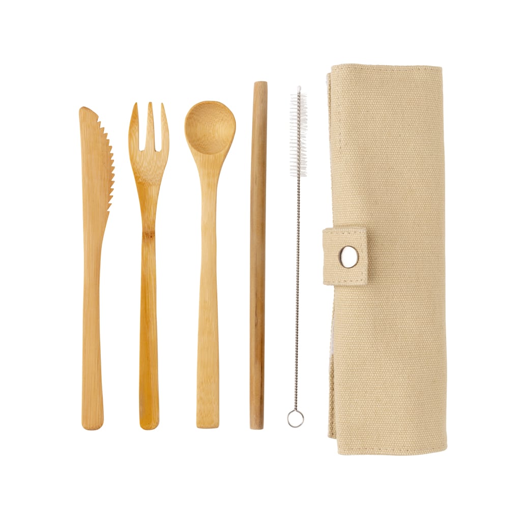 Miniature 4 pour Set de couverts de voyage en bambou réutilisable
