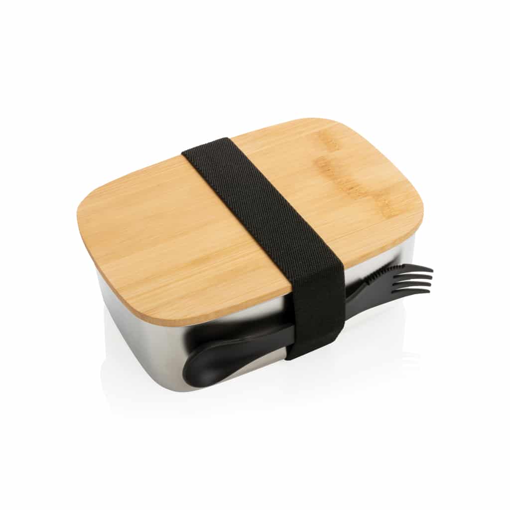 Miniature 2 pour Boîte à Lunch en acier avec couvercle en bambou et cuichette