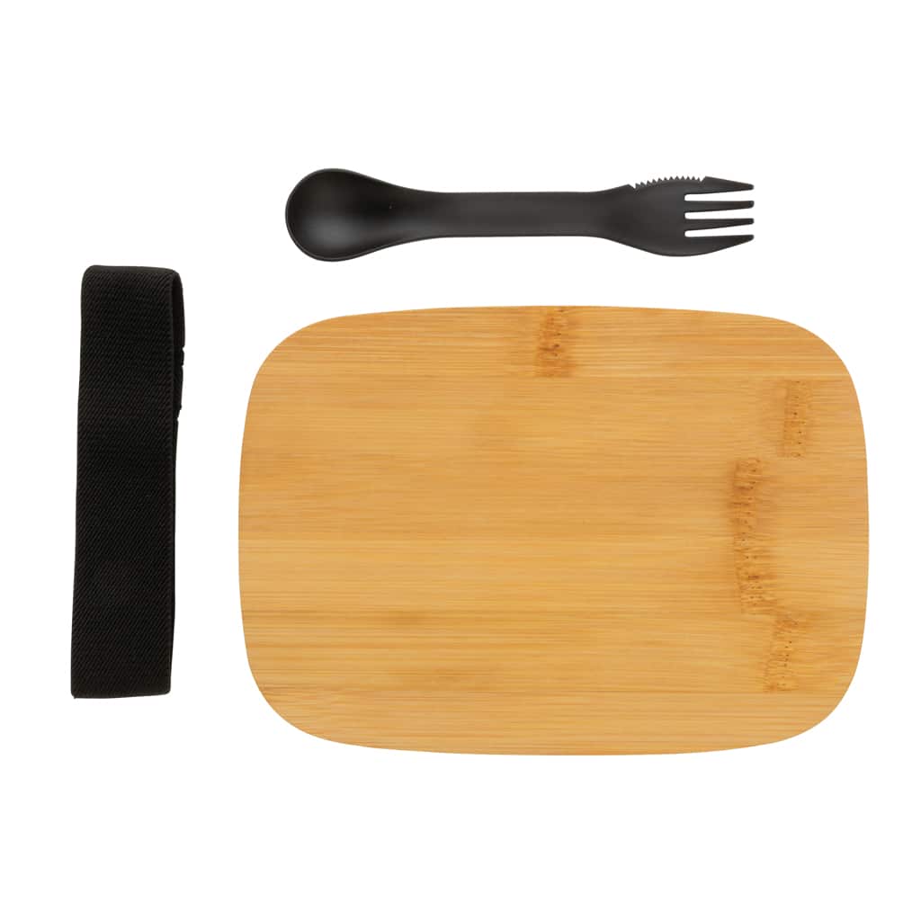 Miniature 5 pour Boîte à Lunch en acier avec couvercle en bambou et cuichette