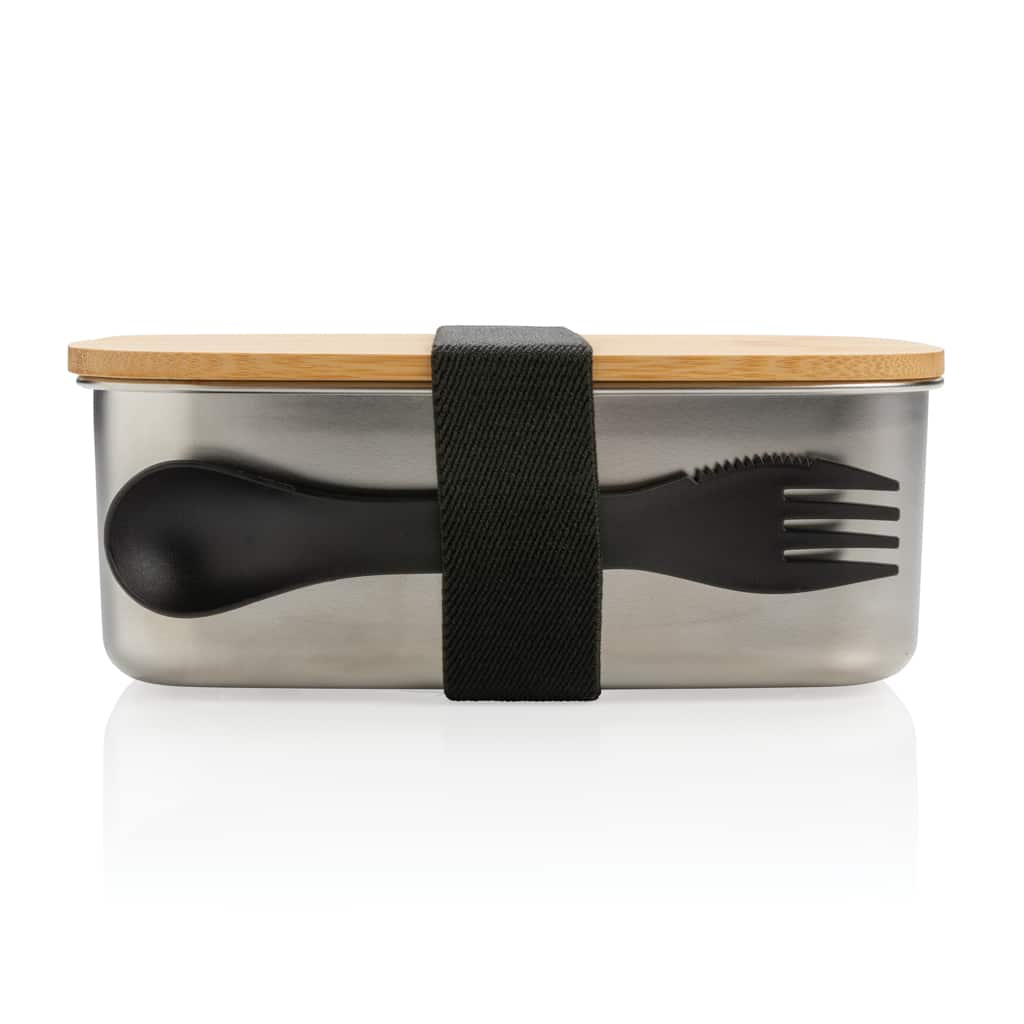 Miniature 6 pour Boîte à Lunch en acier avec couvercle en bambou et cuichette