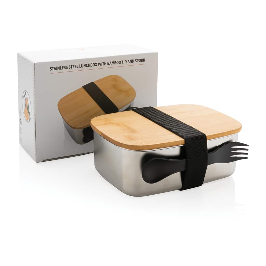Miniature 10 pour Boîte à Lunch en acier avec couvercle en bambou et cuichette