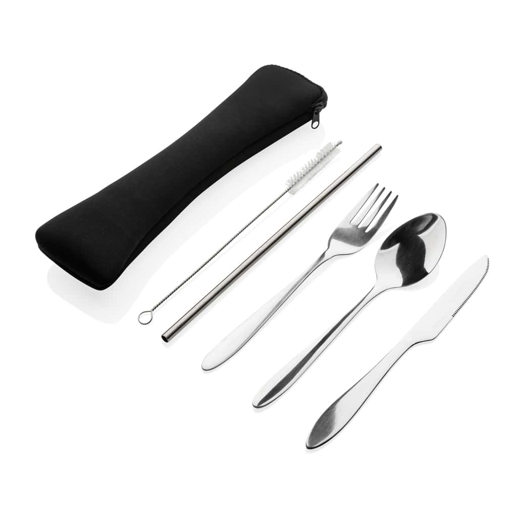 Miniature 2 pour Set de 4 couverts réutilisables en acier inoxydable