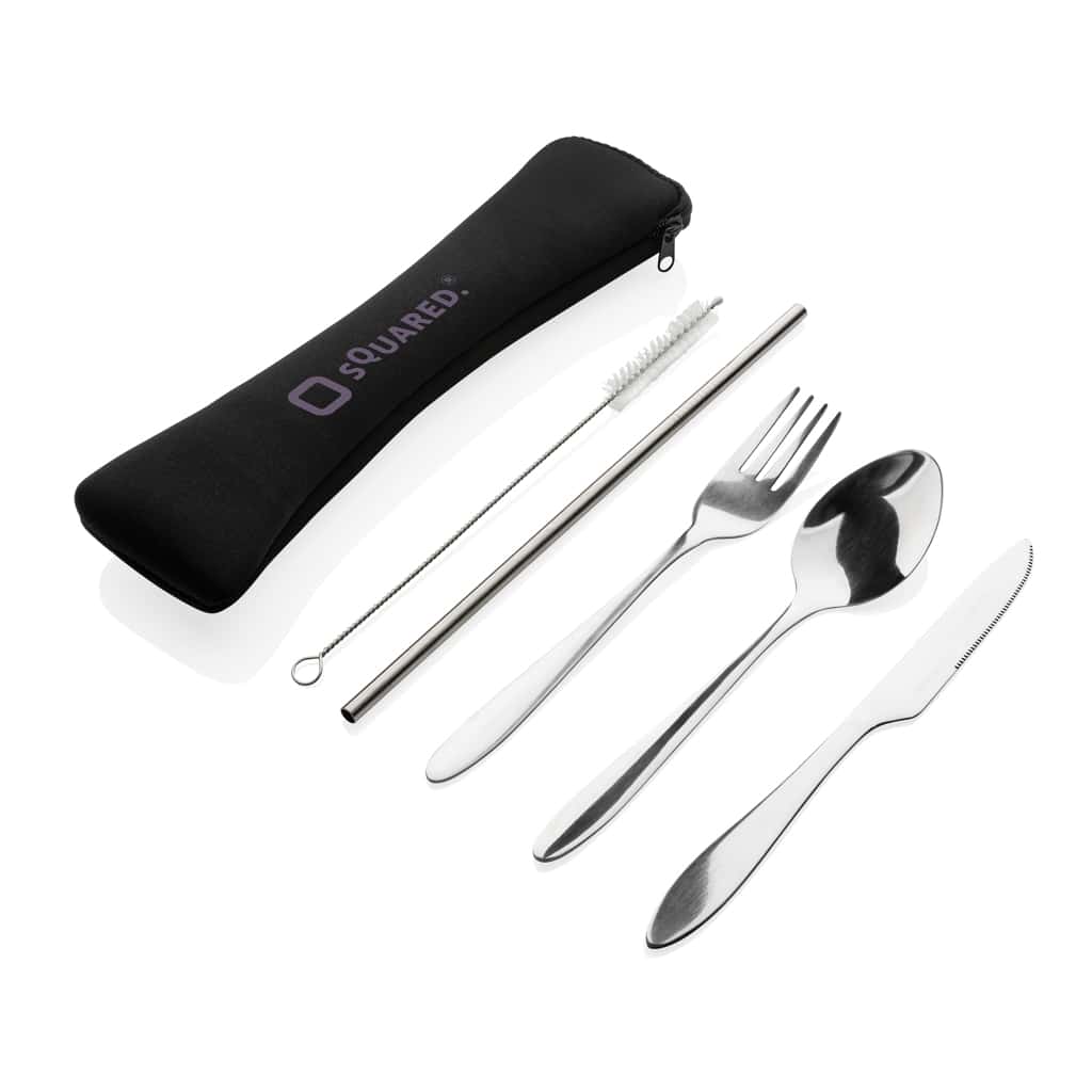 Miniature 4 pour Set de 4 couverts réutilisables en acier inoxydable