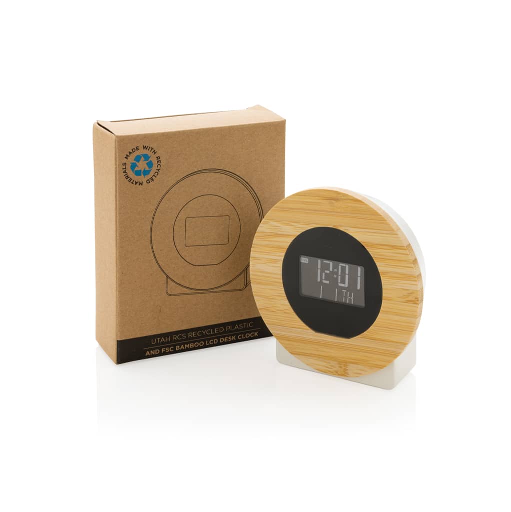 Miniature 7 pour Horloge bureau en bambou FSC® et plastique recyclé RCS Utah