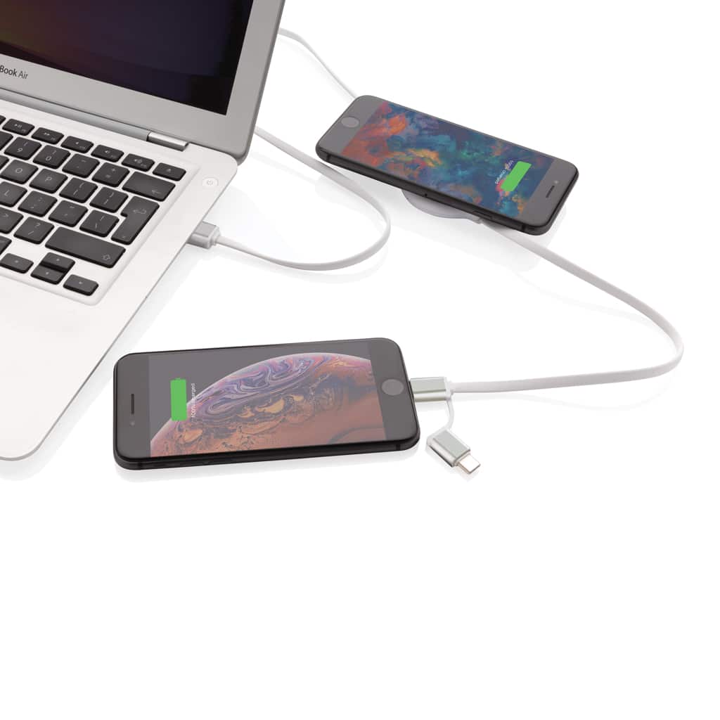 Miniature 4 pour Câble 3 en 1 avec chargeur sans fil en Bambou 5W