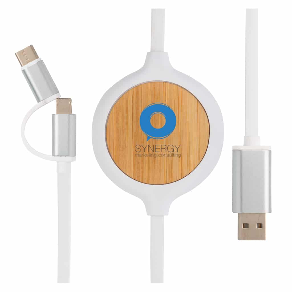 Miniature 5 pour Câble 3 en 1 avec chargeur sans fil en Bambou 5W