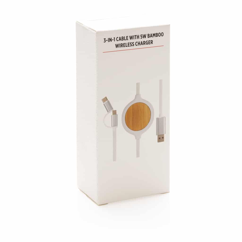 Miniature 9 pour Câble 3 en 1 avec chargeur sans fil en Bambou 5W