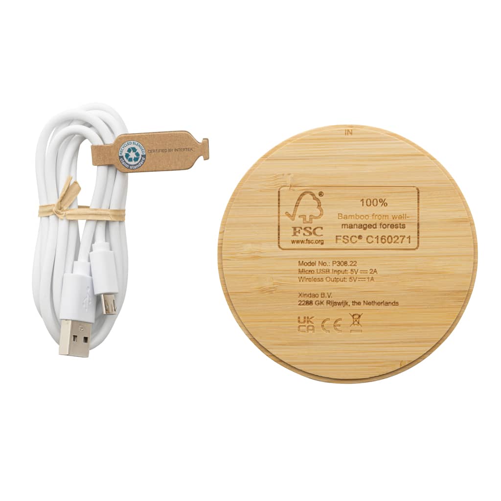 Miniature 6 pour Chargeur sans fil 5W rond en bambou FSC®