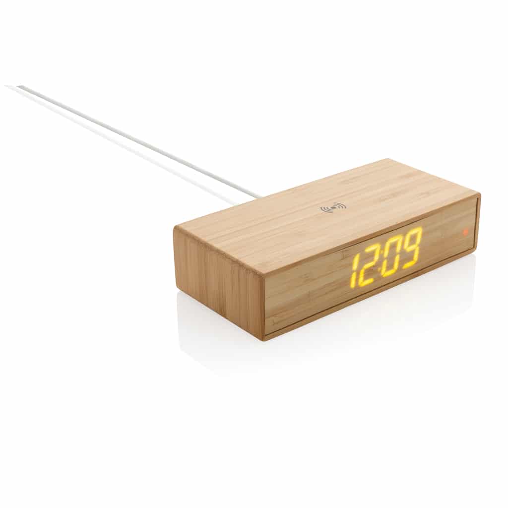 Miniature 2 pour Réveil en bambou avec chargeur sans fil 5W