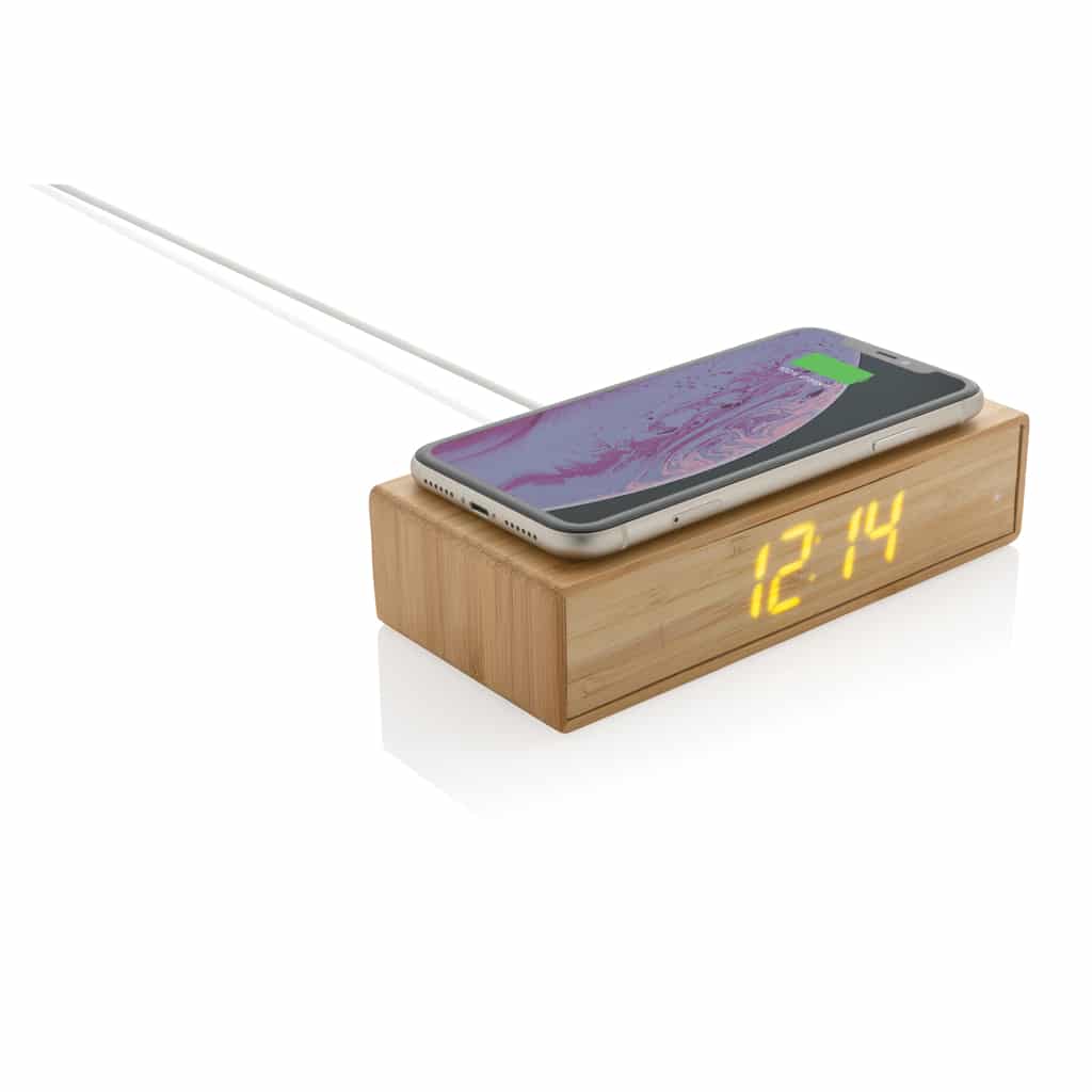 Miniature 3 pour Réveil en bambou avec chargeur sans fil 5W