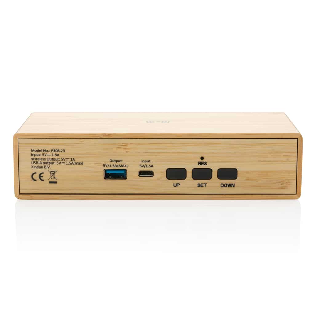 Miniature 5 pour Réveil en bambou avec chargeur sans fil 5W
