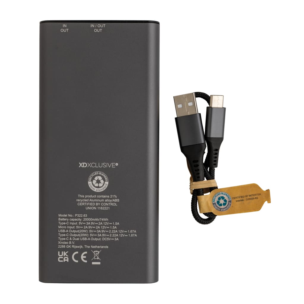 Miniature 6 pour Powerbank 20.000 mAh et 20W en aluminium recyclé RCS Terra