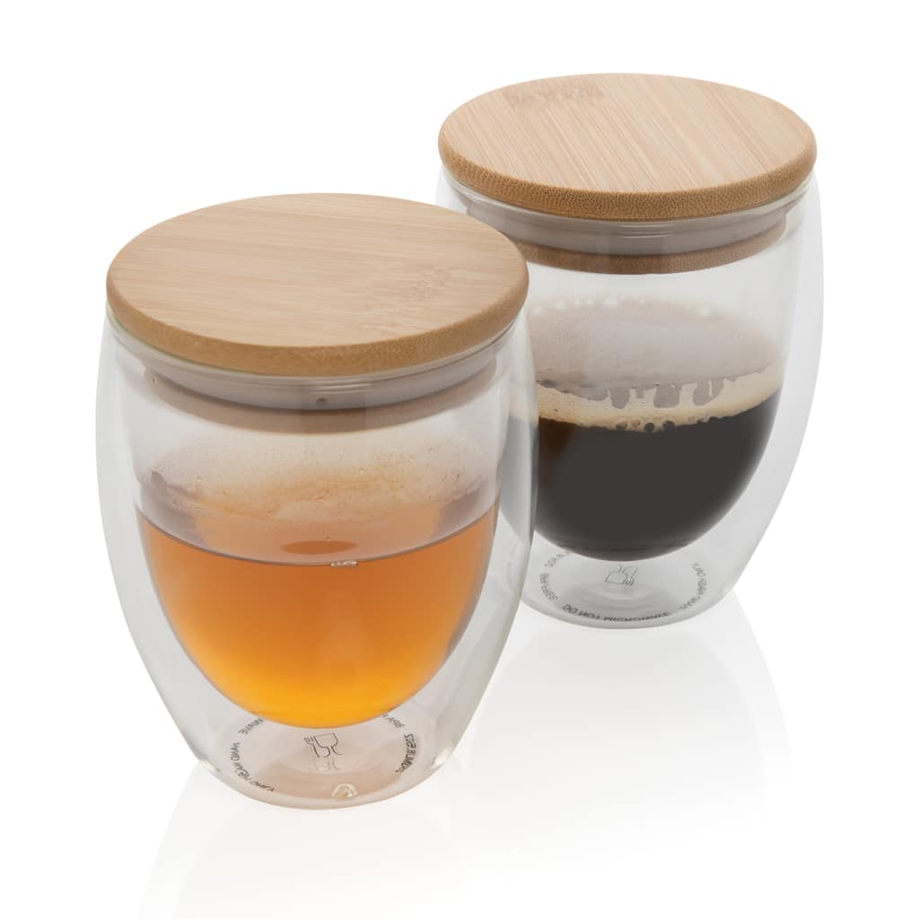 Miniature 5 pour Set de 2 verres double paroi 250ml avec couvercle en bambou