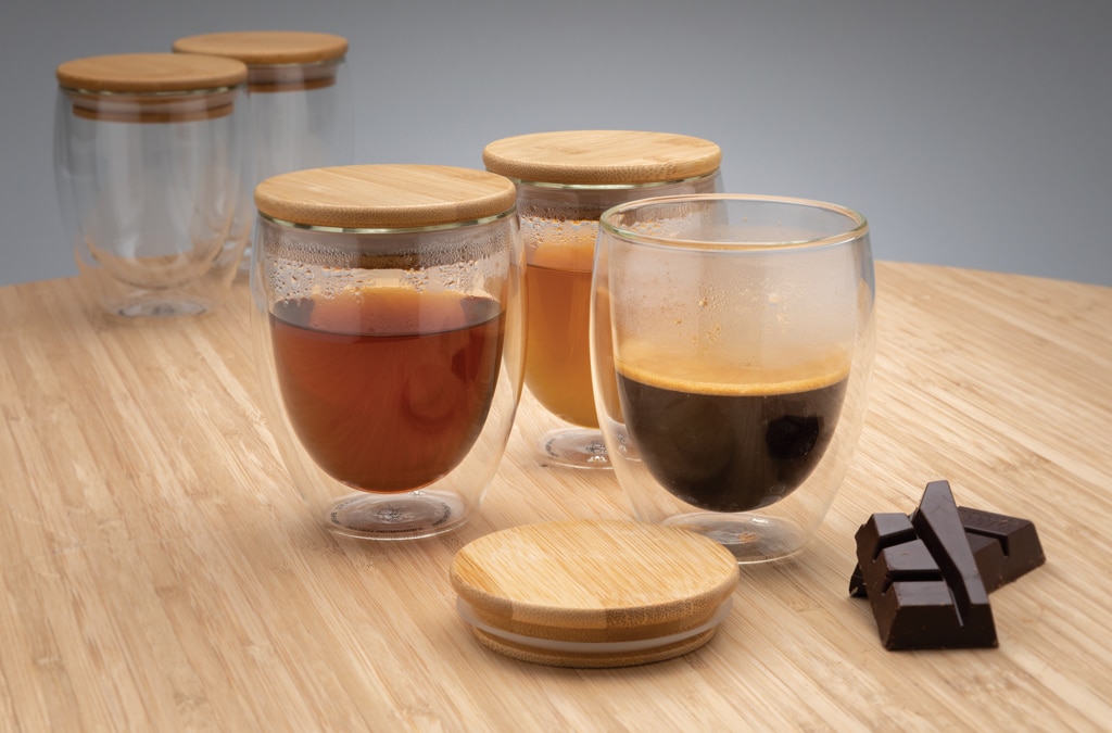 Miniature 9 pour Set de 2 verres double paroi 250ml avec couvercle en bambou
