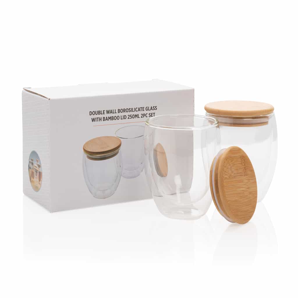 Miniature 11 pour Set de 2 verres double paroi 250ml avec couvercle en bambou