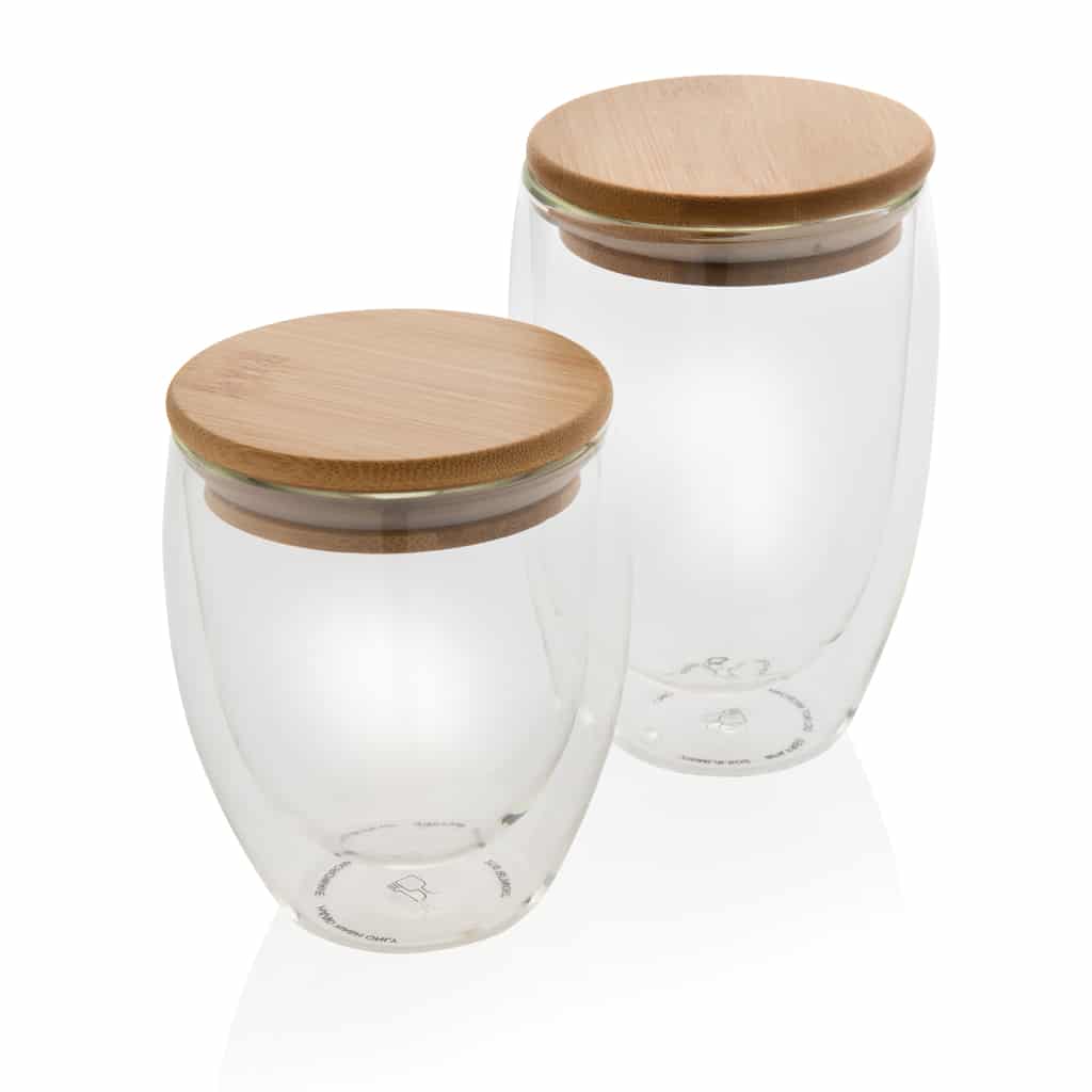 Miniature 7 pour Set de 2 Verres double paroi 350ml avec couvercle en bambou