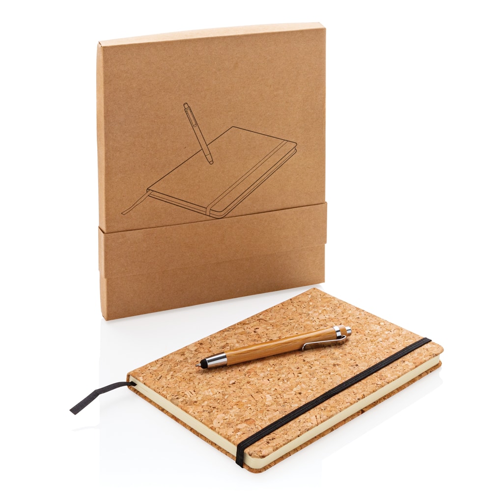 Miniature 13 pour Carnet de notes en liège avec stylo en bambou A5