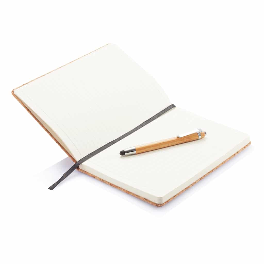 Miniature 4 pour Carnet de notes en liège avec stylo en bambou A5