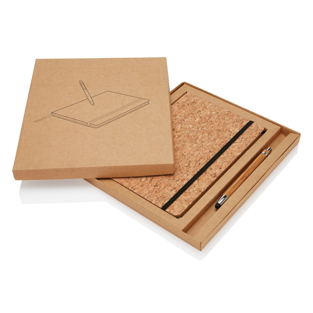 Miniature 7 pour Carnet de notes en liège avec stylo en bambou A5