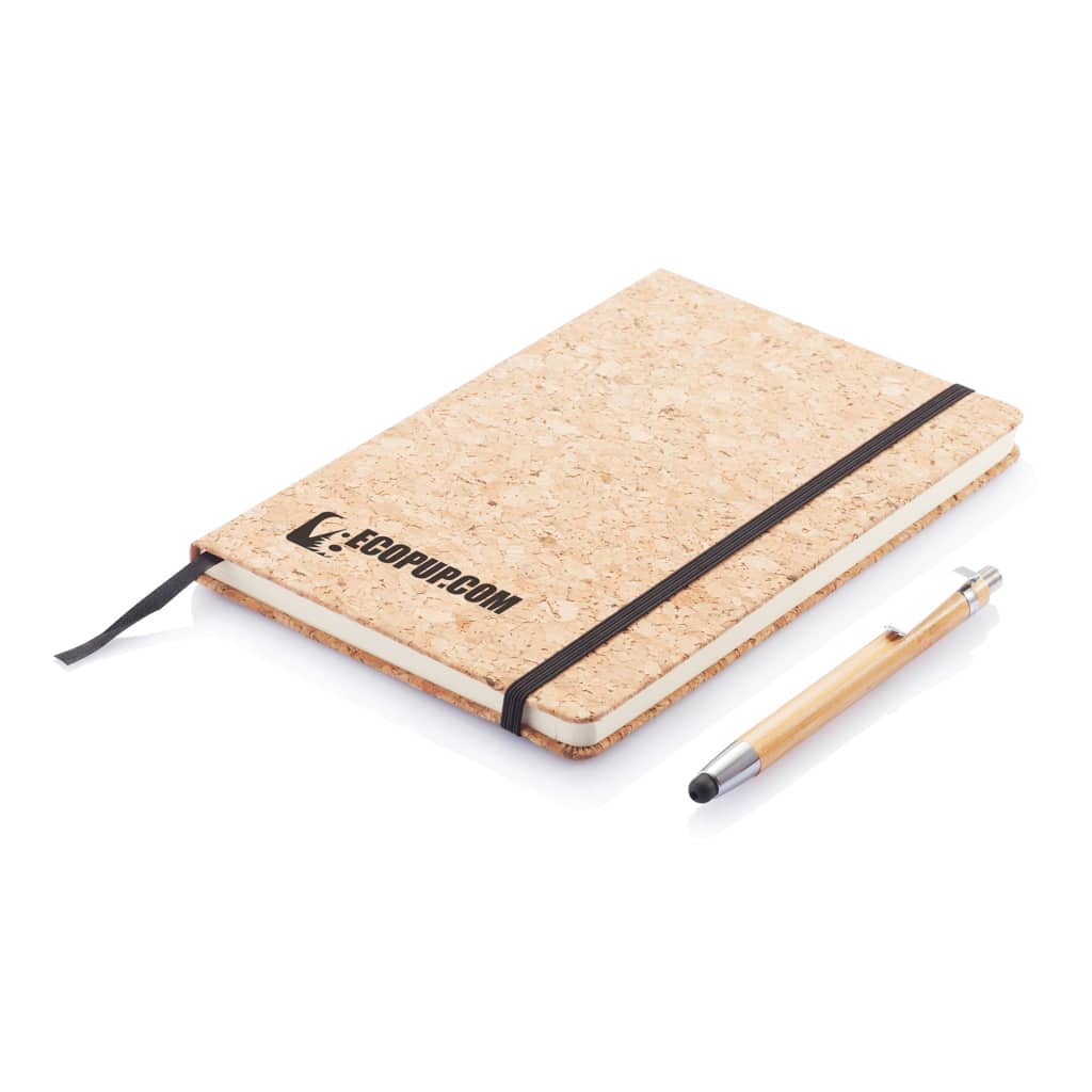 Miniature 10 pour Carnet de notes en liège avec stylo en bambou A5