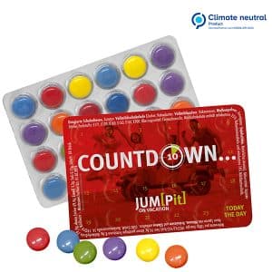 Visuel Blister évènementiel, bonbons en chocolat coloré
