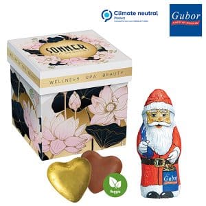 Visuel Meeting Star avec cœurs en chocolat au lait et 1 Père Noël de Gubor