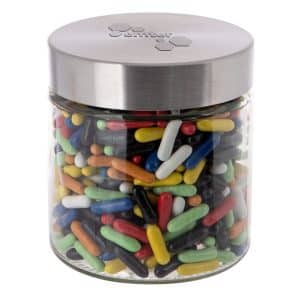 Visuel Bocal en verre avec couvercle en acier inoxydable 0,9 litre, avec embossage-E