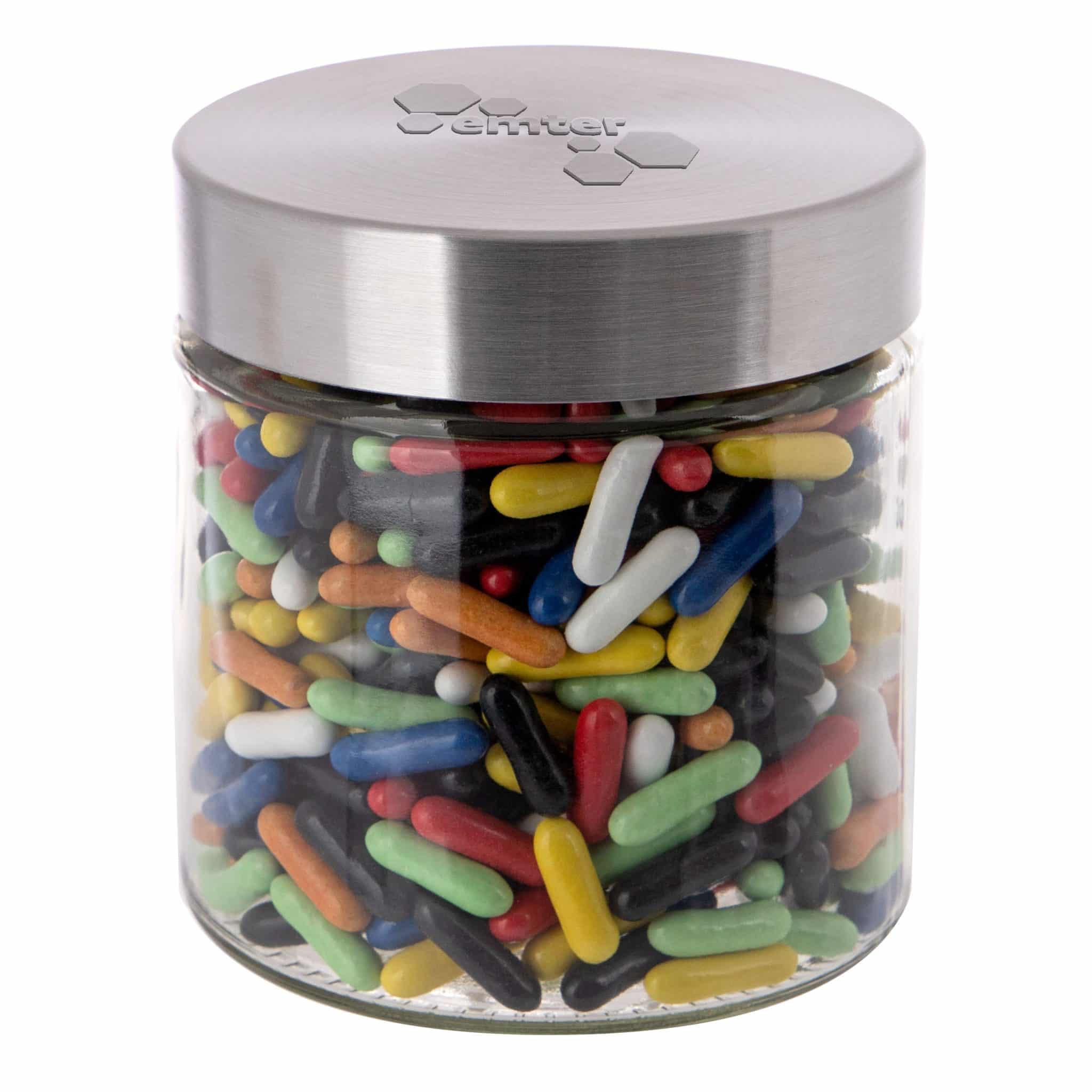 Miniature 1 pour Bocal en verre avec couvercle en acier inoxydable 0,9 litre, avec embossage-E