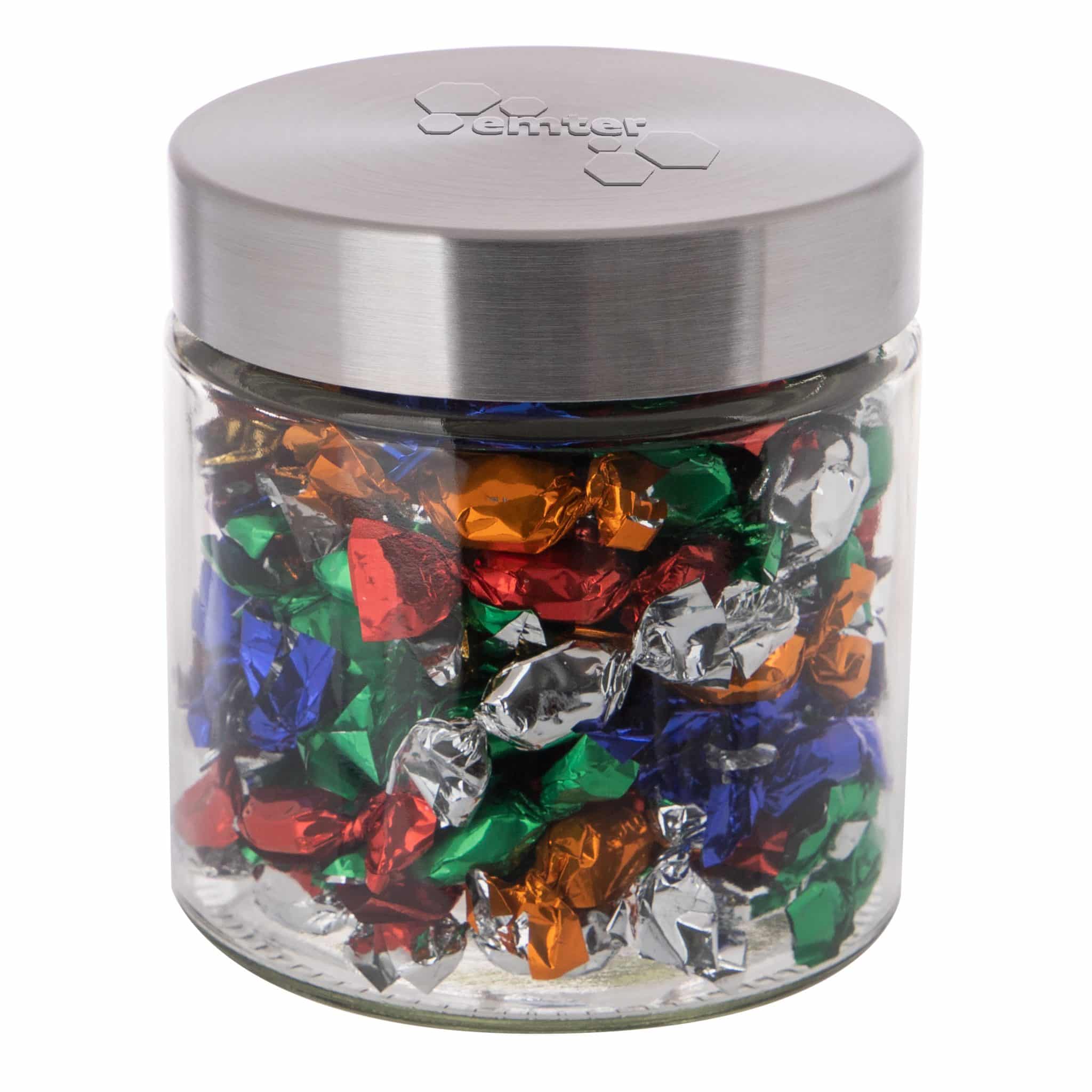 Miniature 1 pour Bocal en verre avec couvercle en acier inoxydable 0,9 litre, avec embossage-E