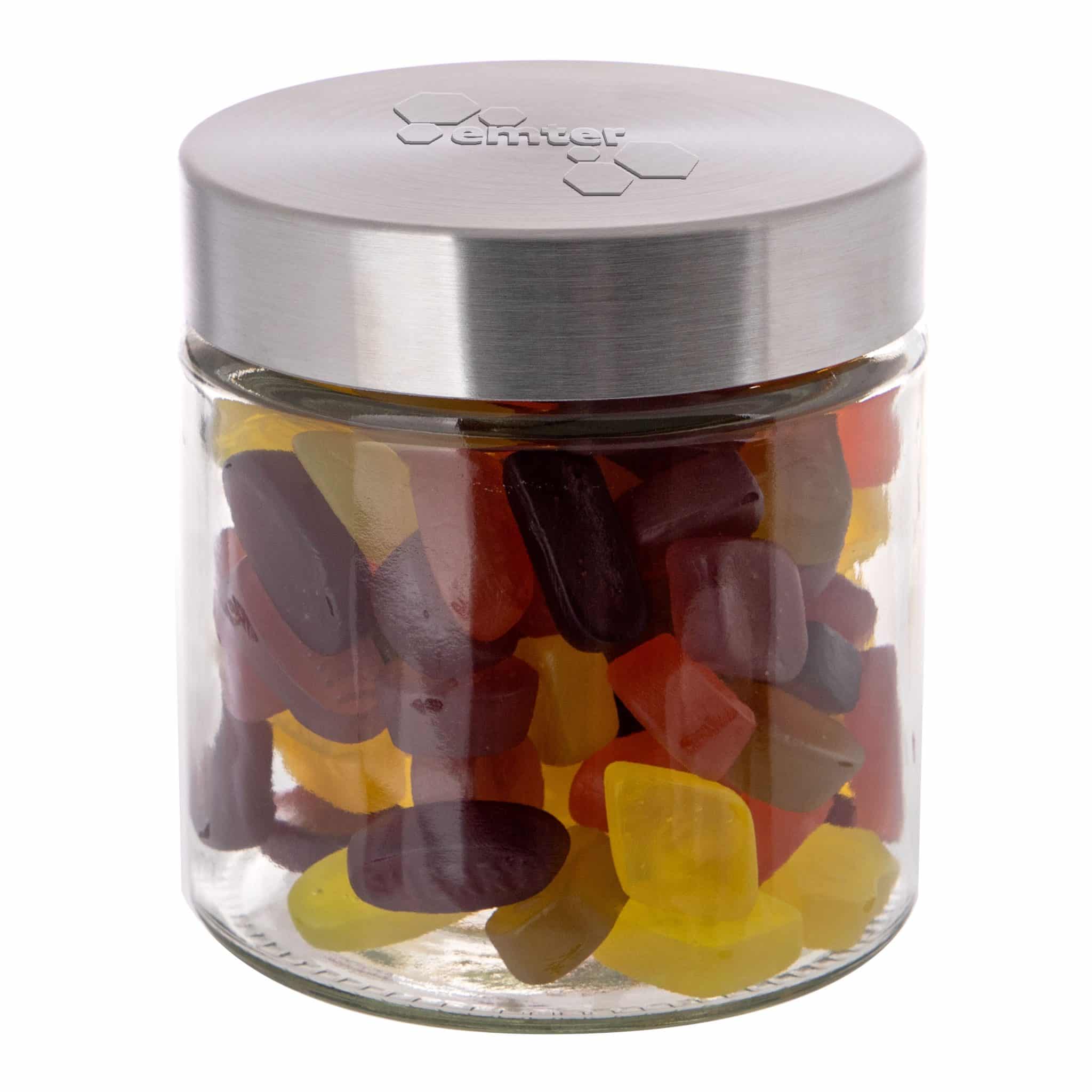 Miniature 1 pour Bocal en verre avec couvercle en acier inoxydable 0,9 litre, avec embossage-E