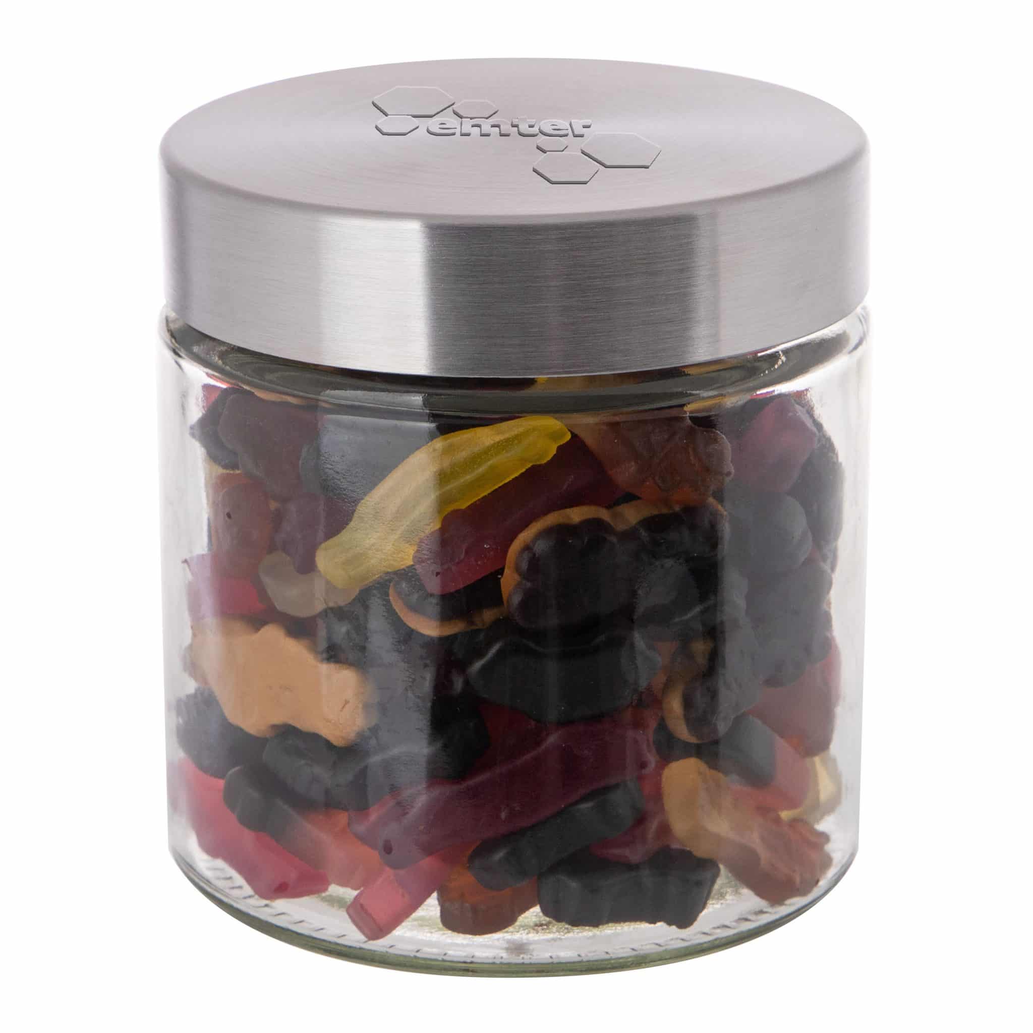 Miniature 1 pour Bocal en verre avec couvercle en acier inoxydable 0,9 litre, avec embossage-E