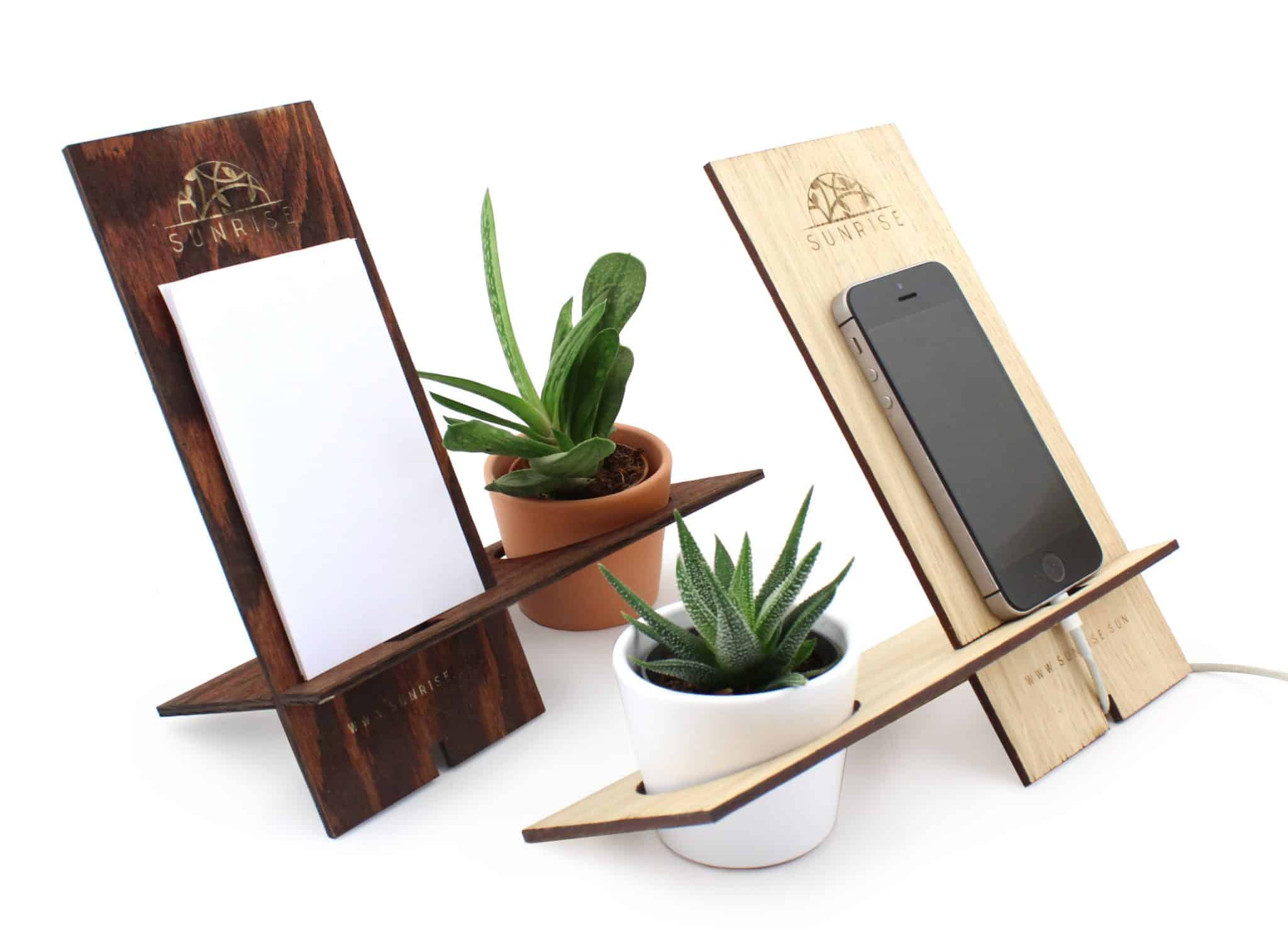 Miniature 1 pour Support téléphone bois avec plante