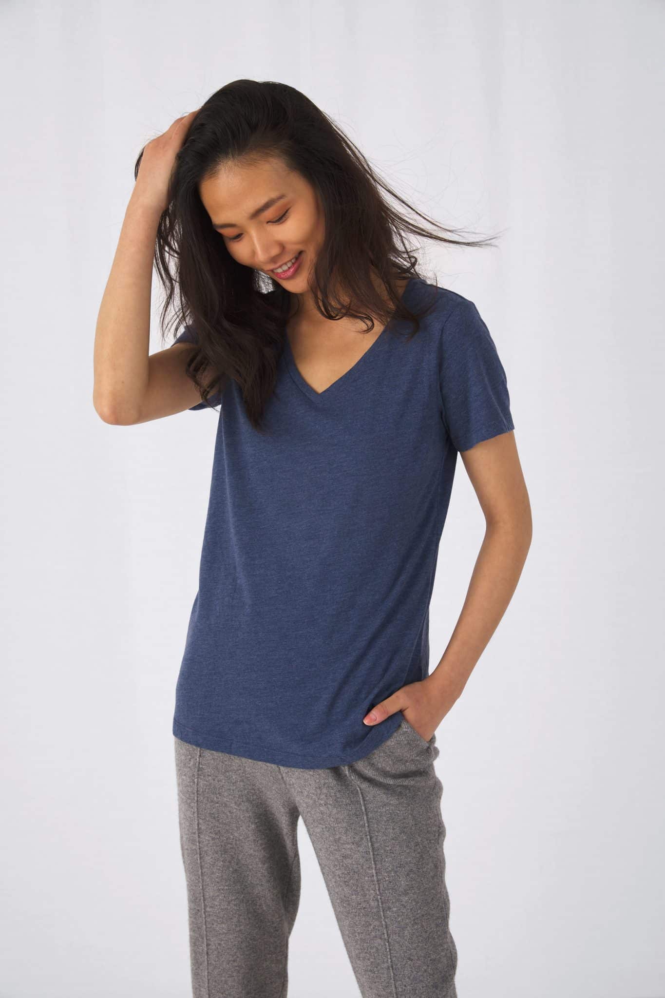 Miniature 2 pour T-shirt Triblend col V Femme