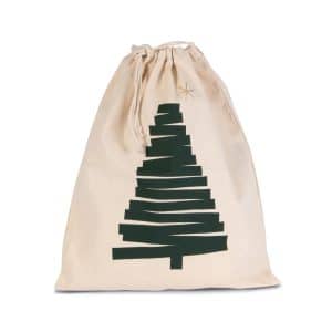 Visuel Sac coton à cordon motif sapin