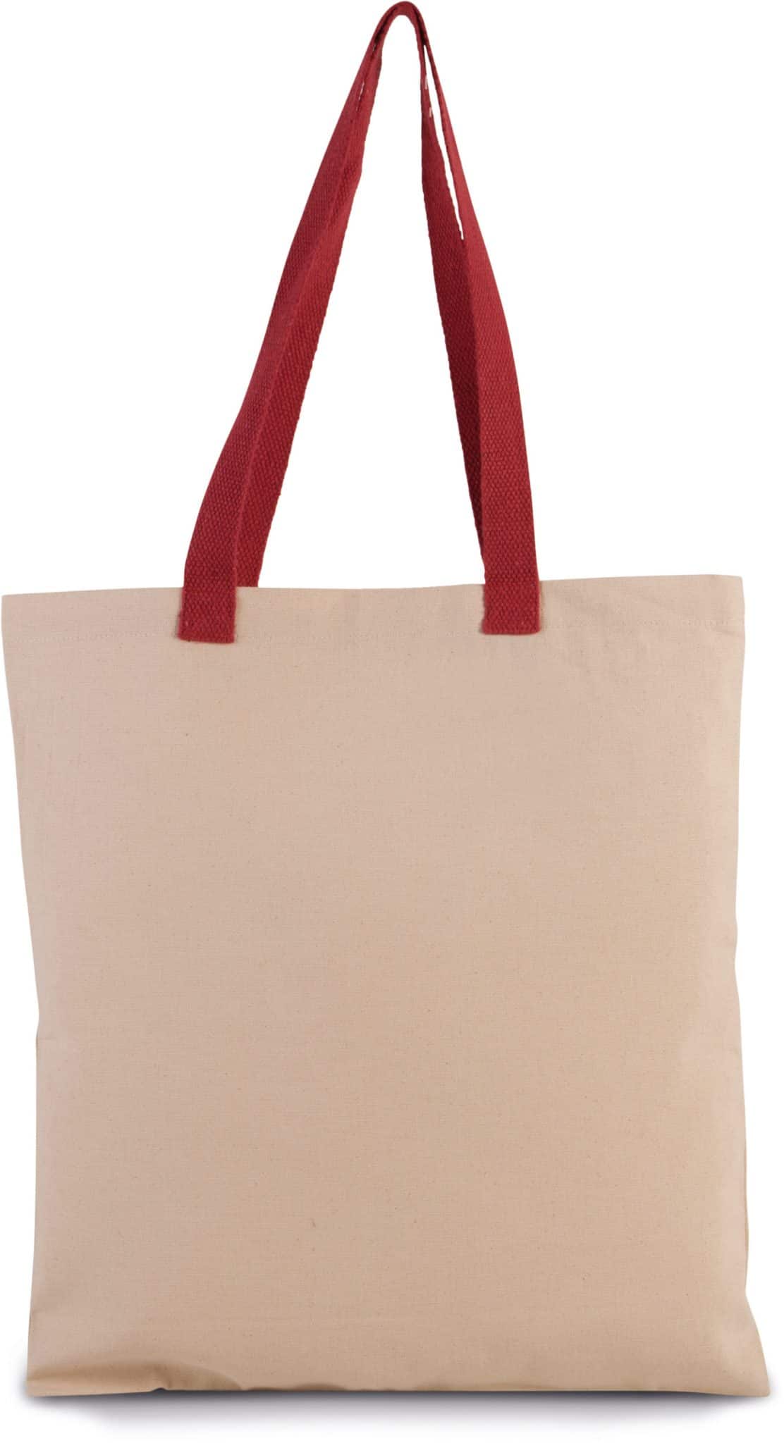 Miniature 1 pour Sac shopping plat en toile avec poignées contrastées