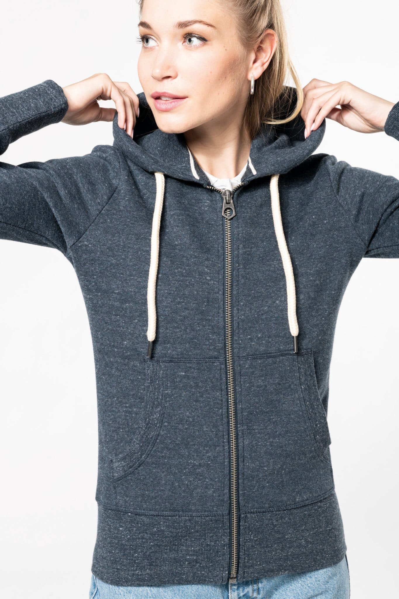 Miniature 1 pour Sweat-shirt vintage zippé à capuche femme