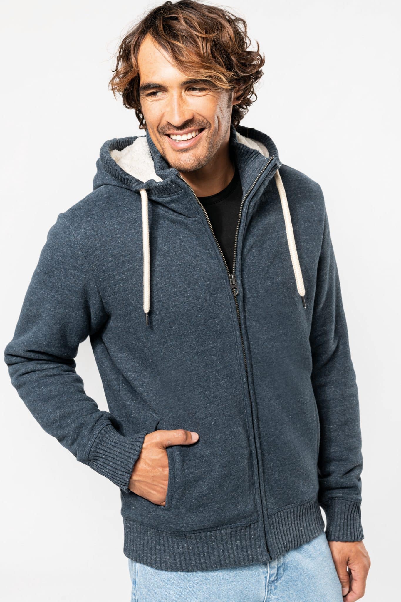 Miniature 1 pour Veste vintage molleton doublée sherpa homme