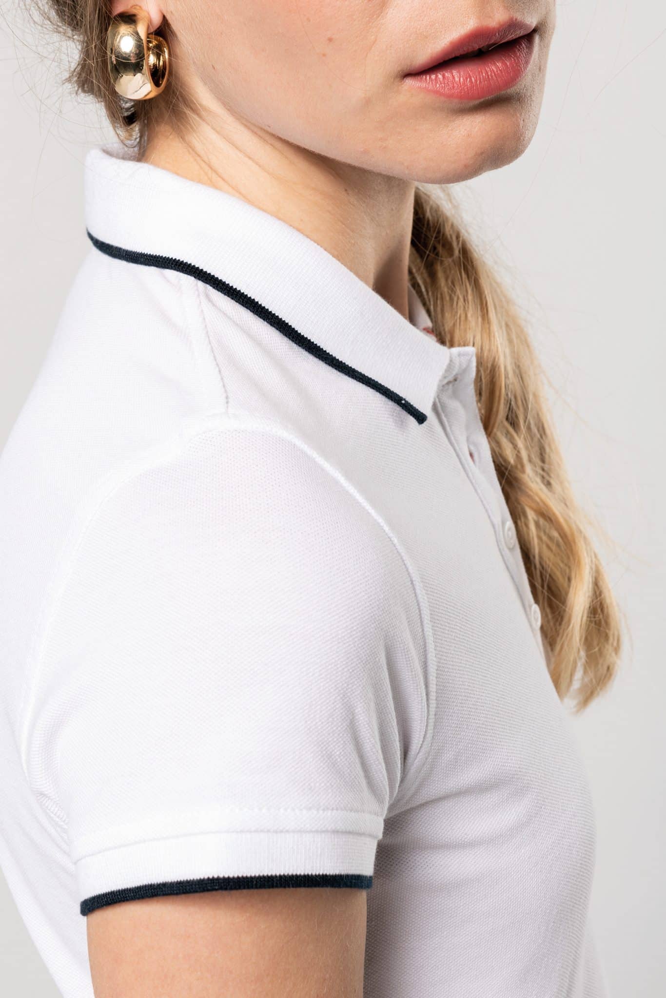 Miniature 9 pour Polo maille piquée manches courtes femme