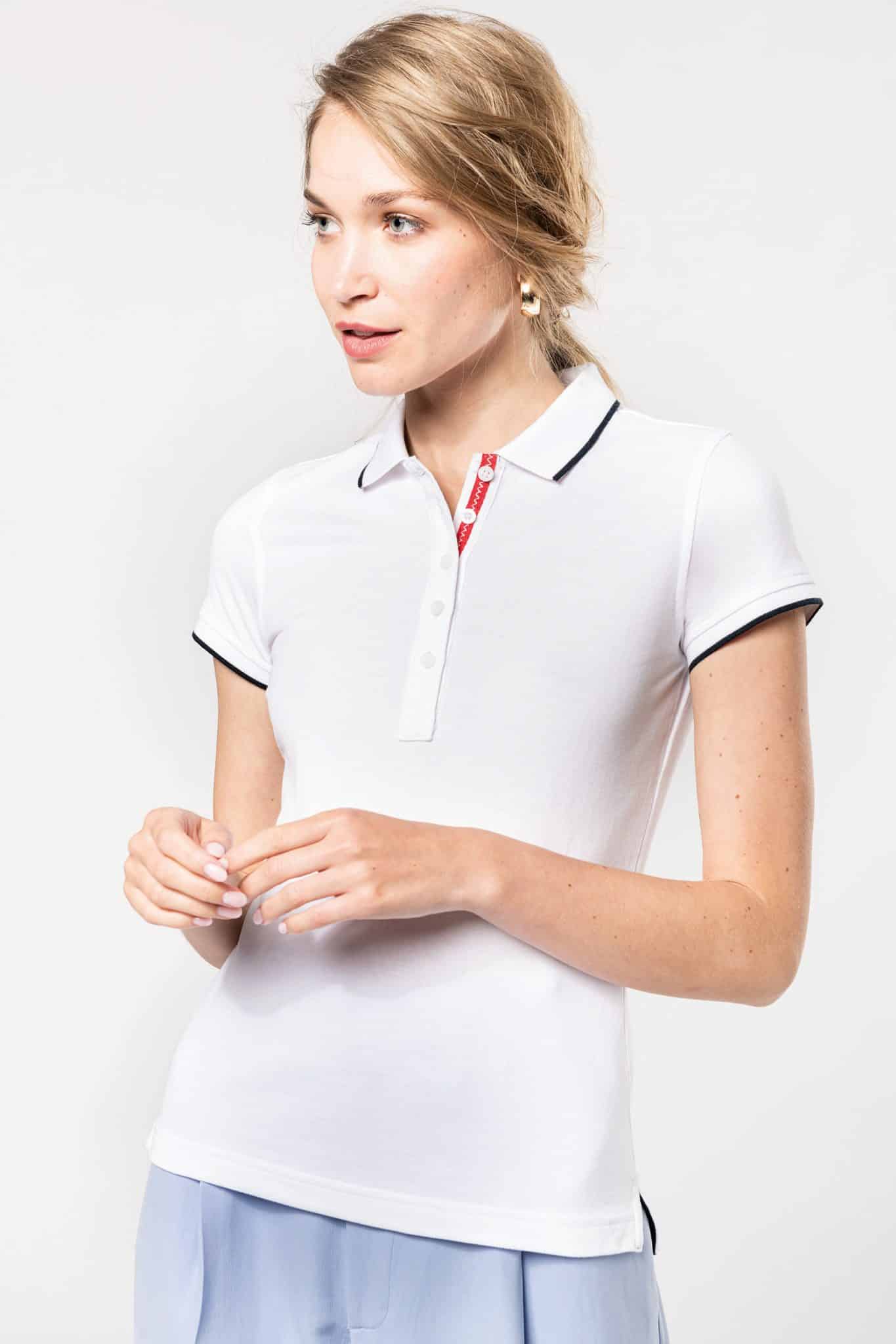 Miniature 1 pour Polo maille piquée manches courtes femme