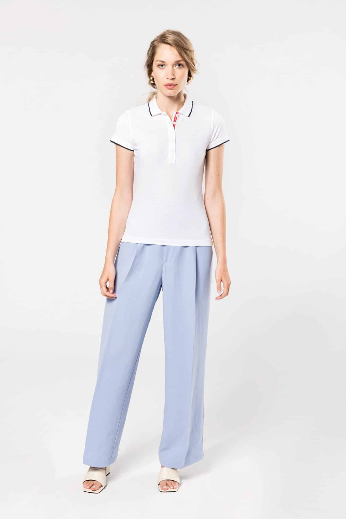 Miniature 4 pour Polo maille piquée manches courtes femme